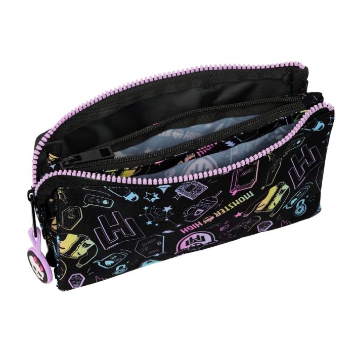 Estuche Escolar Monster High Negro 22 x 12 x 3 cm 2