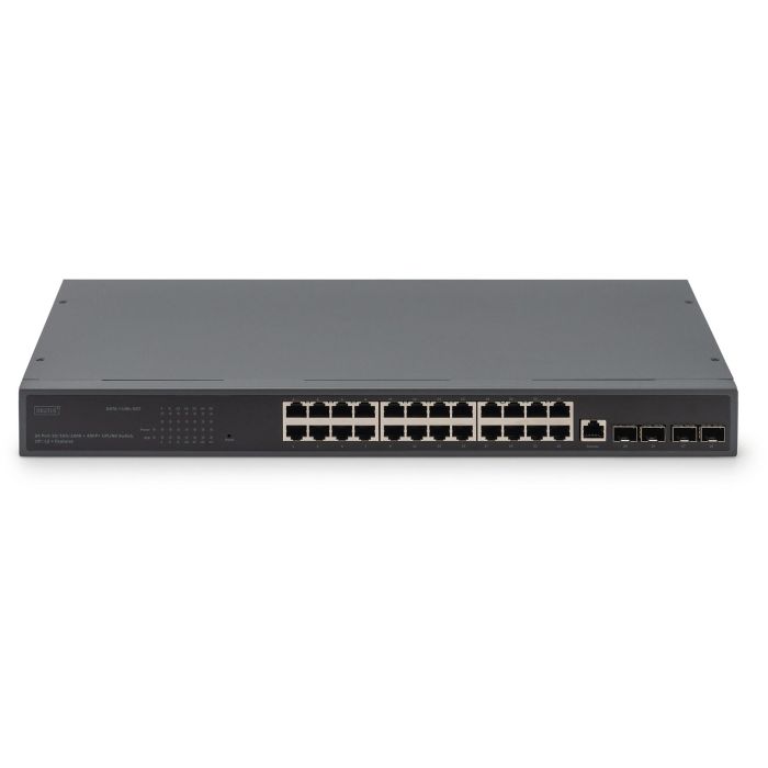 DIGITUS Switch Gestionado Gigabit L3 19" 24-Port +4x SFP+ Negro 1