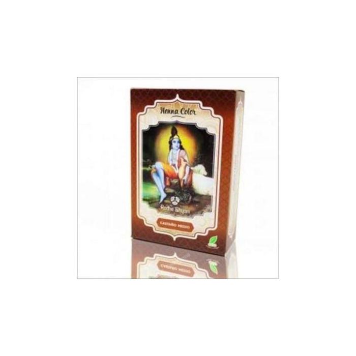 RADHE SHYAM Henna Polvo Castaño Medio 100gr. Tinte Natural para el Pelo Ecológico Vegano sin Amoniaco ni PPD