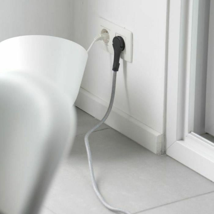 Chacon Prolongador Cable Textil 5m Enchufe Plano con Toma Tierra 3x1.5mm² 3680W Negro/Blanco Uso Interior Elegante 1