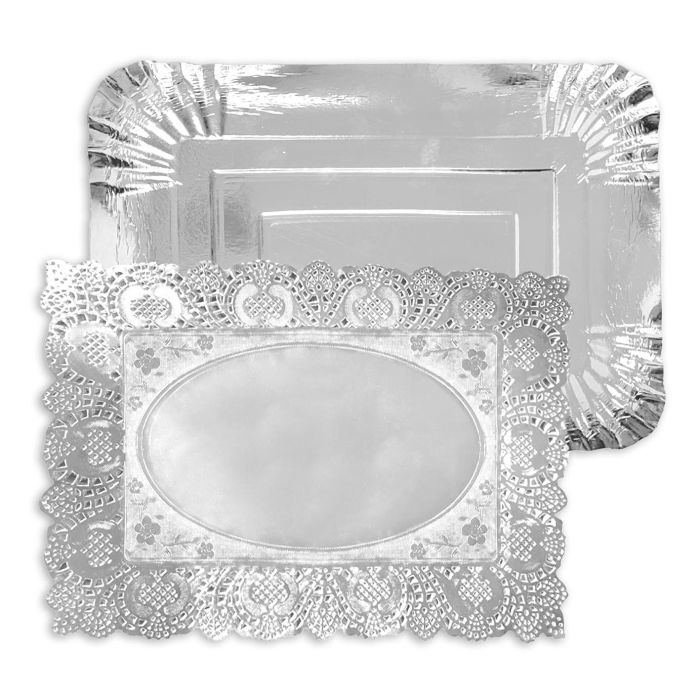 Bandeja Plata Rectangular con Blonda 25x34 cm - Algon (48 Unidades) 3 Bandeja Plata Rectangular con Blonda 25x34 cm - Algon (48 Unidades) 3