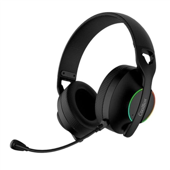 Coolbox Auriculares WB01 Inalámbricos Bluetooth 5.4 con Micrófono Extraíble y RGB - Negro