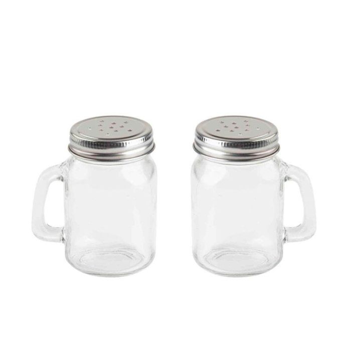 TABLECRAFT - H475S&P/12 - Pack de 12 unidades - Salero y pimentero Mason Jar 140 ml - 7,5 x 5,5 x 8,5 cm - Transparente