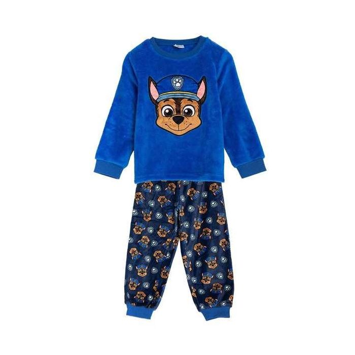 Pijama largo coral fleece aplicaciones paw patrol 4 años