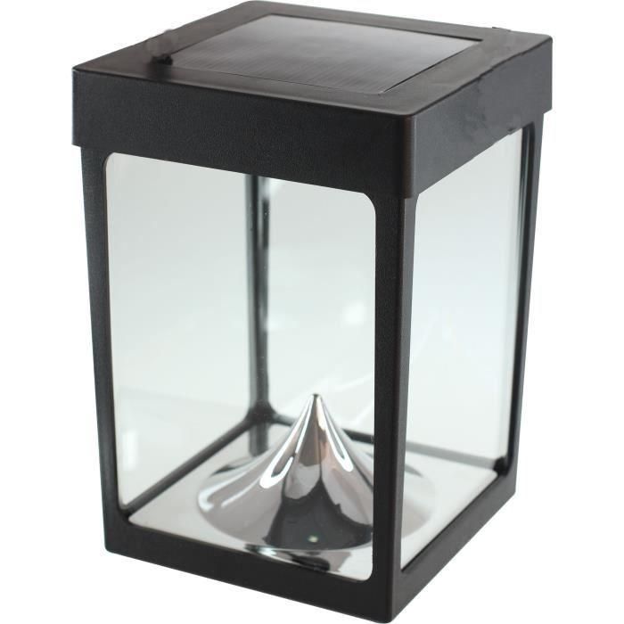 Mini portavelas solar de mesa - Paredes de cristal - Negro Mini portavelas solar de mesa - Paredes de cristal - Negro