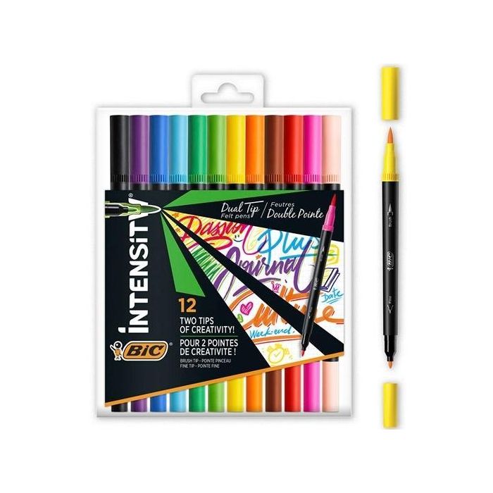 Bic Rotuladores Intensity Tip Felt Pens Punta Fina-Pincel Colores Surtidos Vivos Blíster 12 Ud Bic Rotuladores Intensity Tip Felt Pens Punta Fina-Pincel Colores Surtidos Vivos Blíster 12 Ud