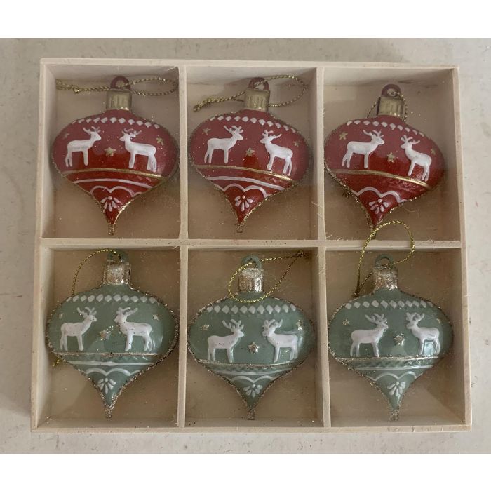DKD Home Decor Colgante Decoración Navidad Tradicional Corazón de Metal y Madera Verde Rojo Set 6 Piezas 13x14x2 cm