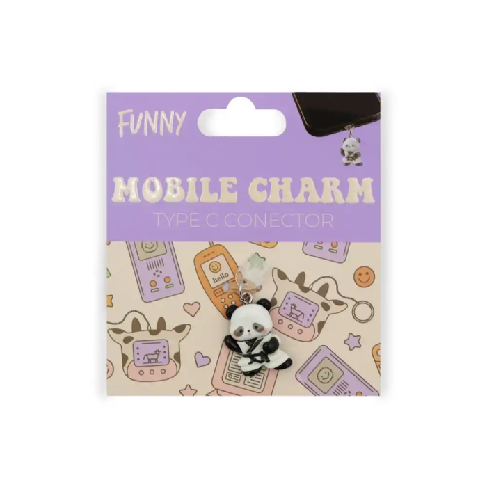 Wondee Charm Protector Funny Tipo C Panda para Conector USB-C - Tapón Decorativo Anti Polvo para Móvil