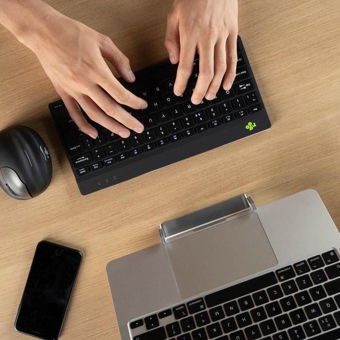 R-Go Tools Teclado Ergonómico Compact Break, AZERTY (BE), Bluetooth, Negro, con software de pausas 1