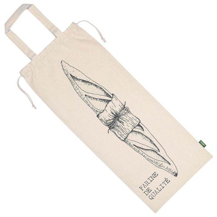 Cook Concept Bolsa para Pan de Lona de Algodón con Correa de Cierre para Baguettes y Otros Panes 70 cm 1