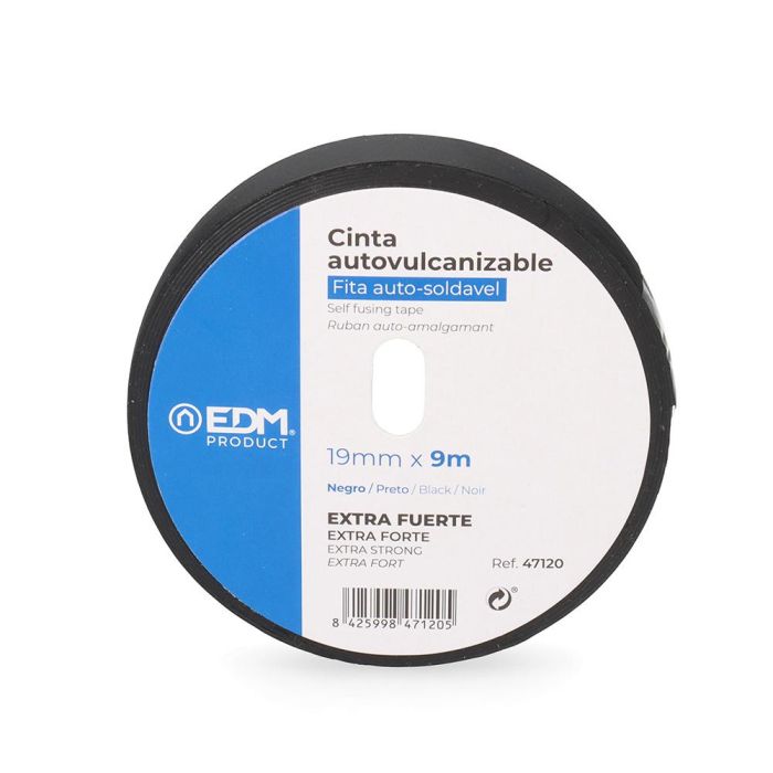 Edm Cinta auto vulcanizable negro 9 m x 19 mm extra fuerte para reparaciones de exterior 2 Edm Cinta auto vulcanizable negro 9 m x 19 mm extra fuerte para reparaciones de exterior 2