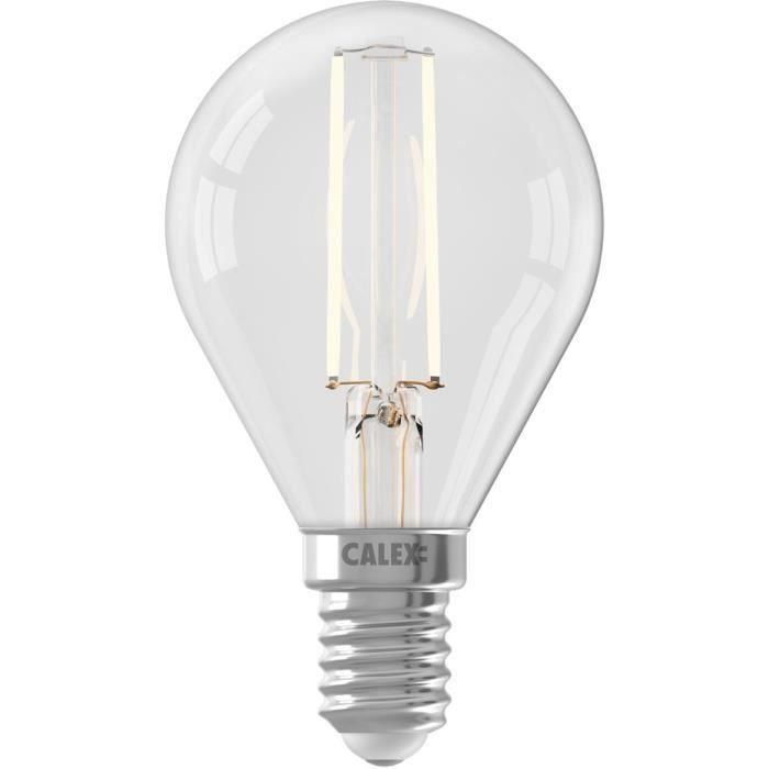 Bombilla LED E14 - CALEX - BALL P45 - Filamento recto - 3,5 W - 250 lm - 2700 K - Regulable - Transparente