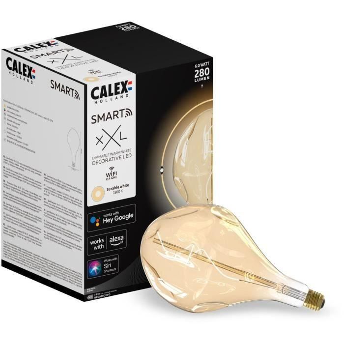 Bombilla LED E27 - CALEX - SMART ORGANIC EVO - Filamento flexible - 6 W - 280 lm - 1800 K - Regulable - Oro