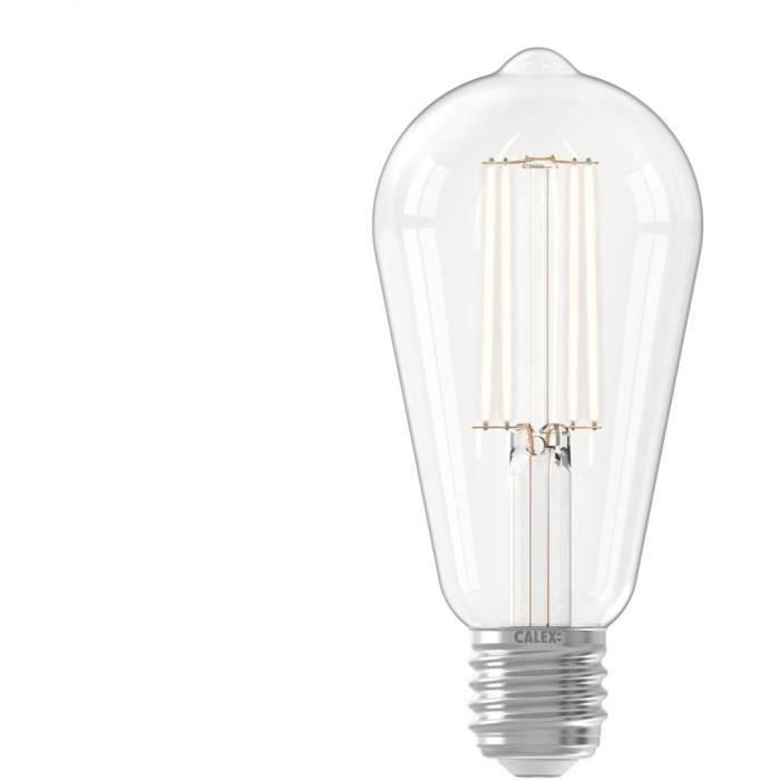 Bombilla LED E27 - CALEX - RUSTIC ST64 - Filamento recto - 4,5 W - 470 lm - 2700 K - Regulable - Transparente