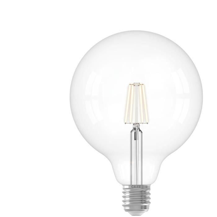 Bombilla LED E27 - CALEX - GLOBE G125 - Filamento recto - 4,5 W - 470 lm - 2700 K - Regulable - Transparente