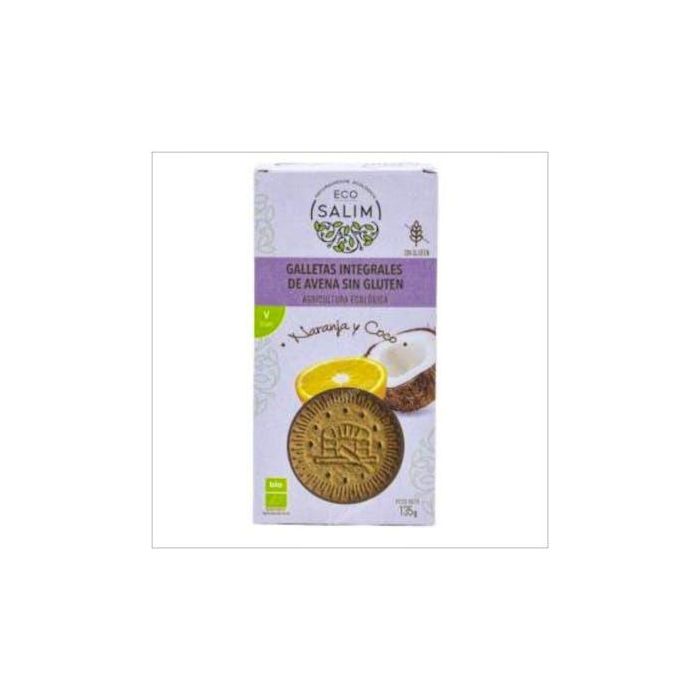 ECO SALIM Galletas de Avena, Naranja y Coco 135g Bio, Sin Gluten y Veganas