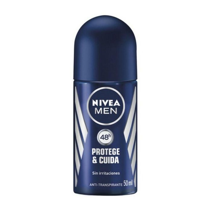 Nivea Desodorante Roll-on MEN PROTEGE & CUIDA Hombre, Protección Antitranspirante 48h, No Irrita Piel Sensible 50 ml