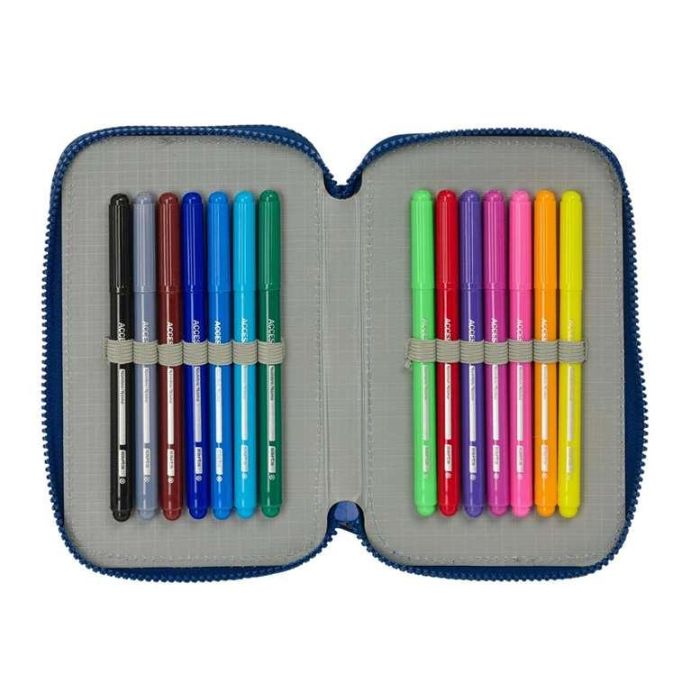Estuche Escolar con Accesorios Munich North Azul marino 12.5 x 19.5 x 4 cm 29 Piezas 3