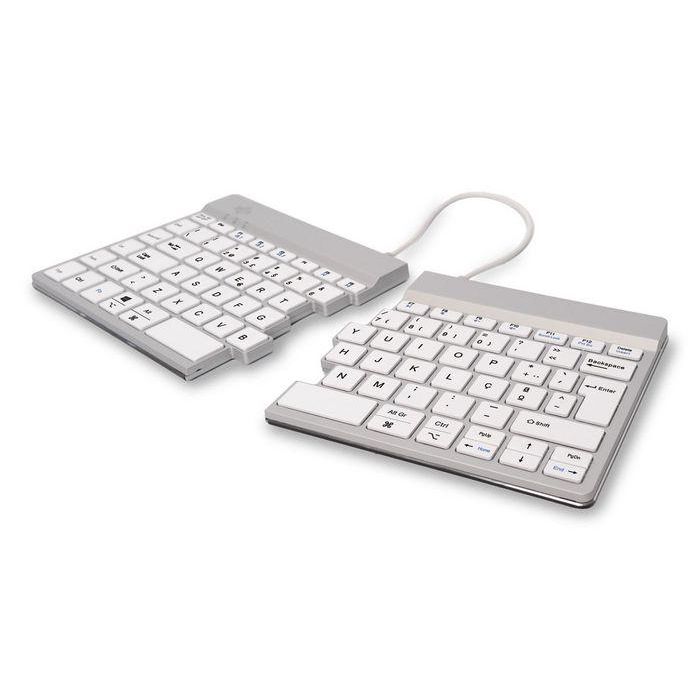 R-Go Tools Teclado Ergonómico R-Go Split Break con software de pausas, dividido, QWERTY (PT), Bluetooth, blanco