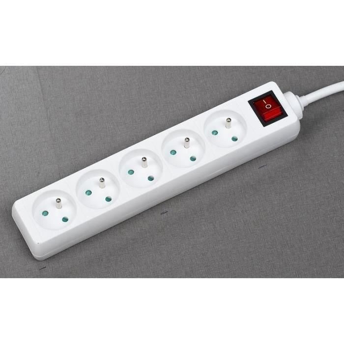 GAO AUC4004282473152 Regleta Base Múltiple 5 Enchufes con Interruptor y Cable 1.4m, Protección Infantil