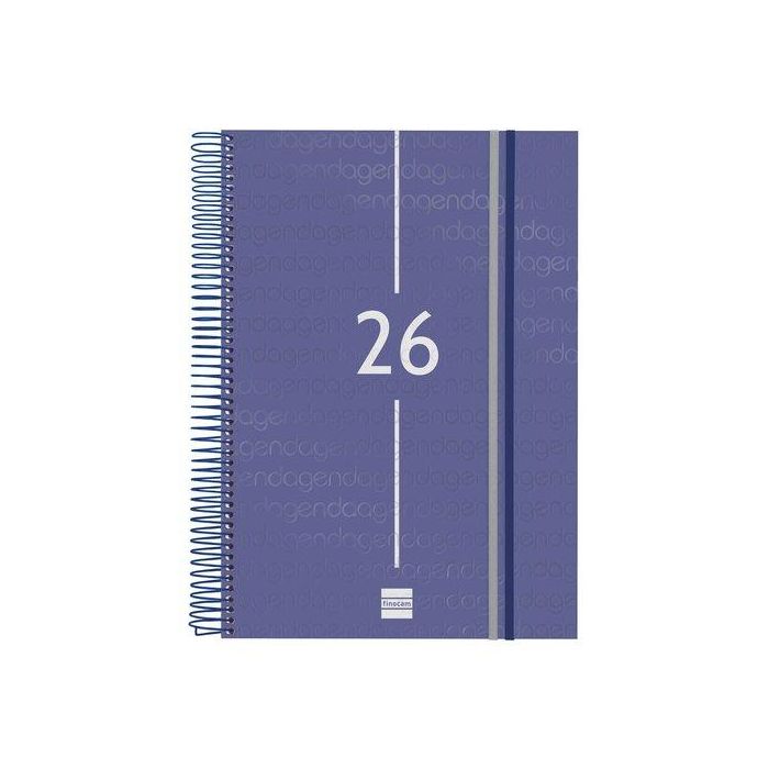Finocam Agenda Espiral E40 2026 Gran Formato 210x297 mm Tapa PP Azul Goma Elástica