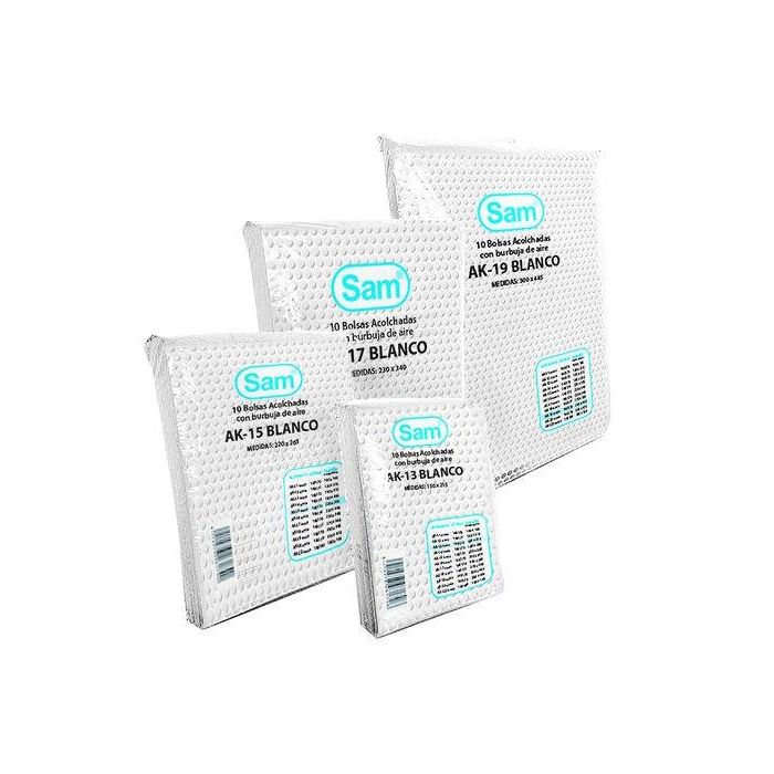 Sam AK-20 Paquete 10 Bolsas Air Bag Autoadhesiva Acolchada Blanco Medida Interior 350X470