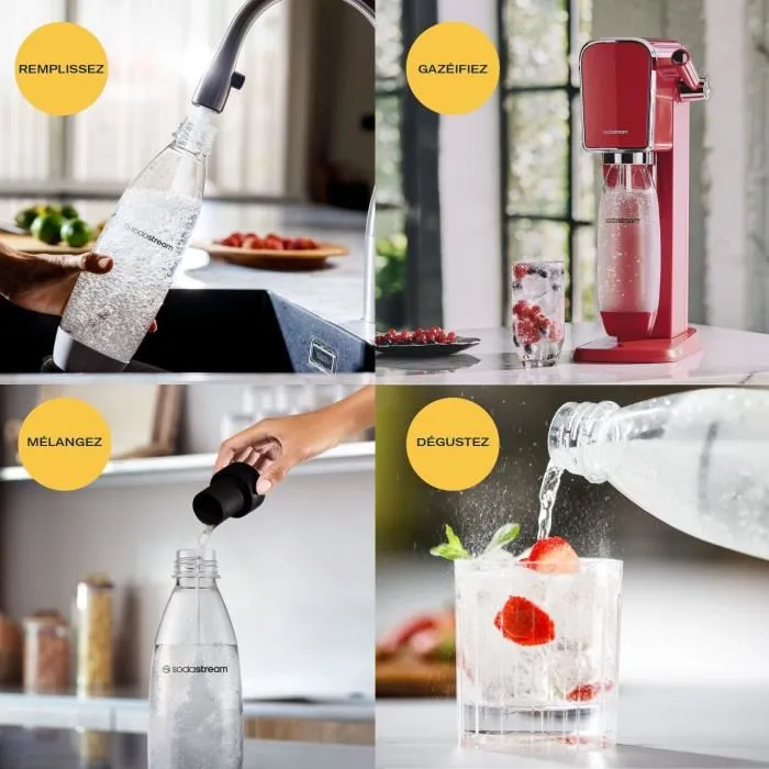 Sodastream ART Mandarine Máquina de Agua con Gas con 1 Botella de 1L Compatible con Lavavajillas + 1 Recarga de Gas de 60L 5