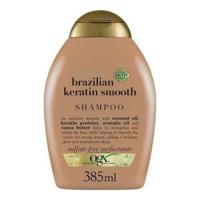 OGX Champú Queratina Brasileña Alisa, Nutre y Brillo, Anti-Frizz Cabello Ondulado Rizado, Sin Sulfatos ni Parabenos, 385 ml 0 OGX Champú Queratina Brasileña Alisa, Nutre y Brillo, Anti-Frizz Cabello Ondulado Rizado, Sin Sulfatos ni Parabenos, 385 ml 0