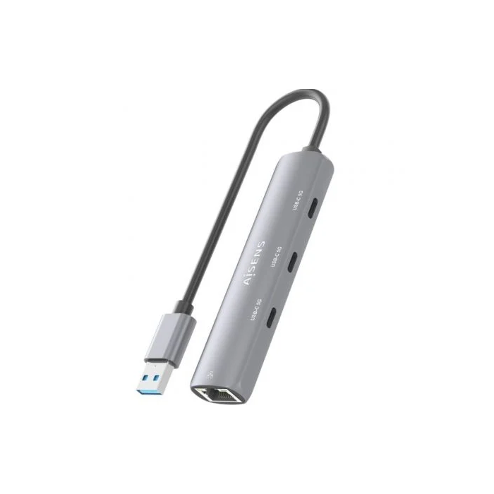 Aisens ASUC-4P037-GR Hub USB 3.0 a Ethernet Gigabit y 3xUSB-C 5G, Gris, 15cm 3 Aisens ASUC-4P037-GR Hub USB 3.0 a Ethernet Gigabit y 3xUSB-C 5G, Gris, 15cm 3