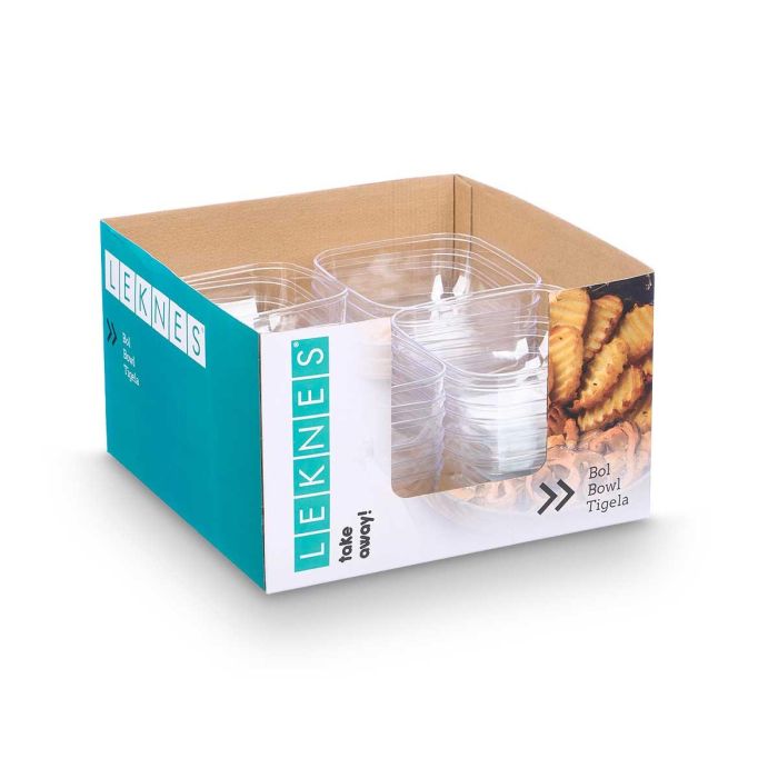 Bol Cuadrado Peq Transparente 800 Ml Leknes 15X7CM (48 Unidades) 1 Bol Cuadrado Peq Transparente 800 Ml Leknes 15X7CM (48 Unidades) 1