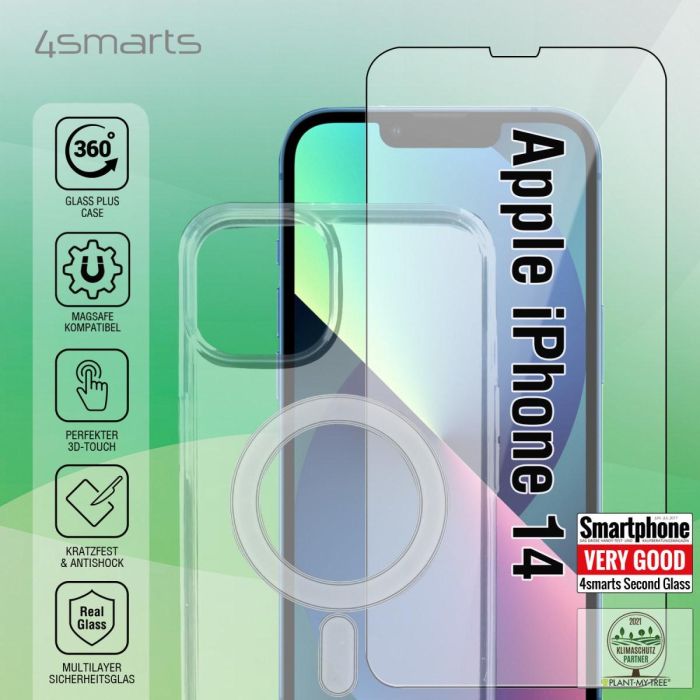 4smarts Funda Rígida con Protector de Pantalla 360 Starter X-Pro Full Cover Glas + UltiMag para iPhone 14 Transparente 0 4smarts Funda Rígida con Protector de Pantalla 360 Starter X-Pro Full Cover Glas + UltiMag para iPhone 14 Transparente 0