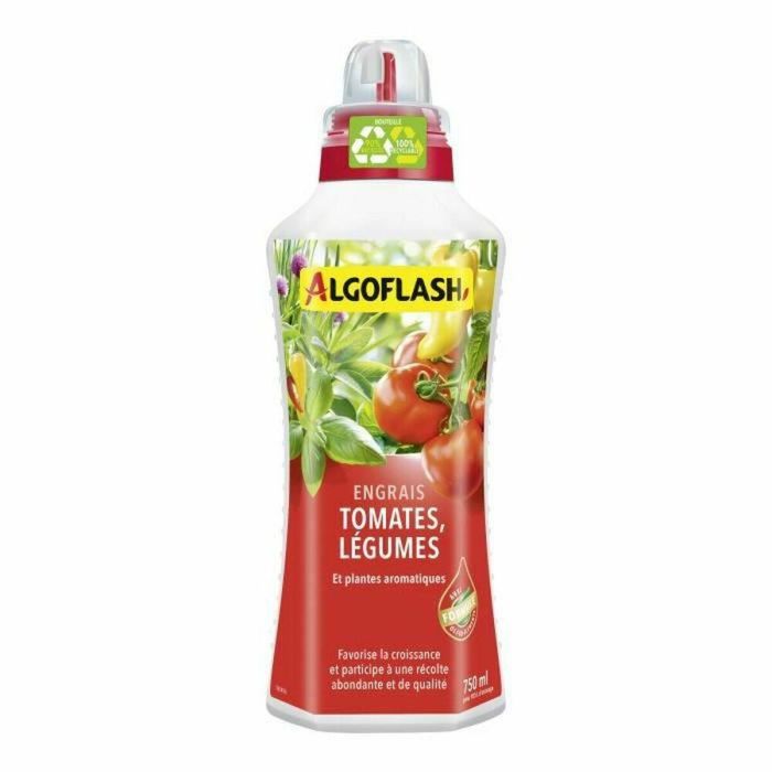 Algoflash Naturasol Fertilizante Líquido Completo Oligoelementos para Tomates, Hortalizas y Aromáticas 750 mL con Tapón Medidor. Ideal Huertas.