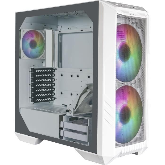 Cooler Master HAF 500 Caja PC Midi Tower Blanco ARGB Cristal Templado (H500-WGNN-S00) - Compatible E-ATX, 2x Ventiladores 200mm, RGB