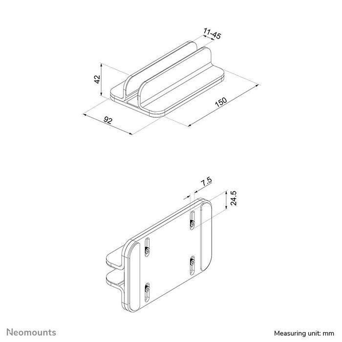 Neomounts Vertical Laptop Stand - Silver 8 Neomounts Vertical Laptop Stand - Silver 8