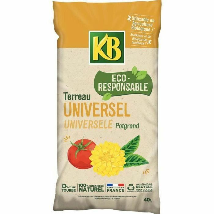 KB UAB Suelo universal 40L - 0% turba, 100% natural. Óptimo para jardín, maceta, trasplante, crecimiento y floración.