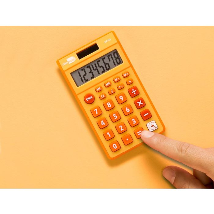 Calculadora Liderpapel Bolsillo Xf10 8 Digitos Solar Y Pilas Color Naranja 115x65x8 mm 5