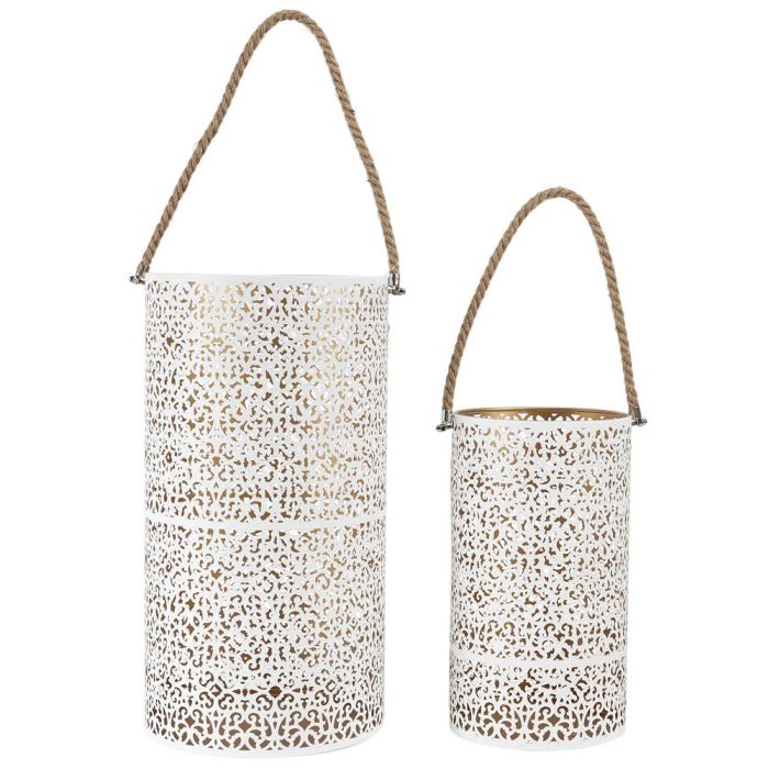 Home Deco Factory Juego de 2 Farolillos Dorado-Blanc 0 Home Deco Factory Juego de 2 Farolillos Dorado-Blanc 0