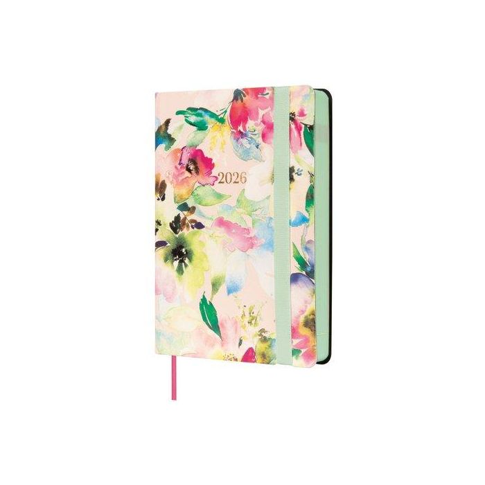 Agenda Anual (2026) Catalan Finocam Flexi Joy Cosida Tapa Flexible Con Goma F2 82X127 D/P Bloom