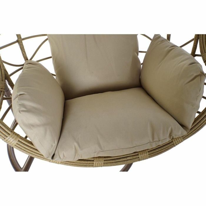 DKD Home Decor Sillón Colgante Terraza y Jardín, Ratán Sintético, Marrón Beige, con Cojines, Colección Breeze, 75x120x105 cm, Capacidad 120kg 3 DKD Home Decor Sillón Colgante Terraza y Jardín, Ratán Sintético, Marrón Beige, con Cojines, Colección Breeze, 75x120x105 cm, Capacidad 120kg 3