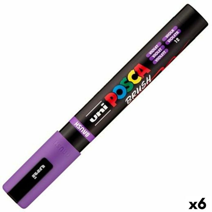 Marcador BRUSH POSCA PC-5BR Violeta (6 Unidades)