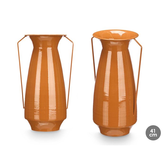 Giftdecor Jarrón Cónico 41 cm Teja - Metal Hierro, 25.5x41.5x18.5 cm (4 Unidades)