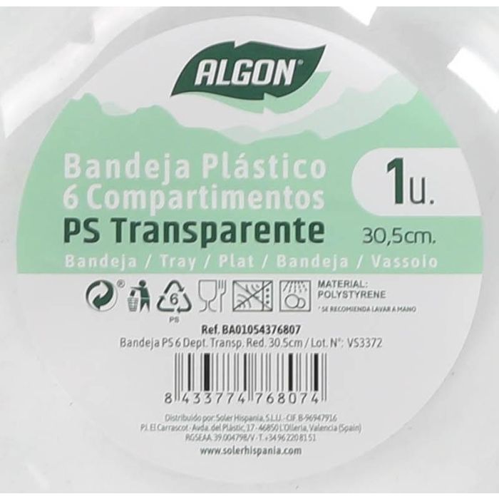 Bandeja PS 6 departamentos transparente roja 30.5 cm Algon (12 Unidades) 5 Bandeja PS 6 departamentos transparente roja 30.5 cm Algon (12 Unidades) 5