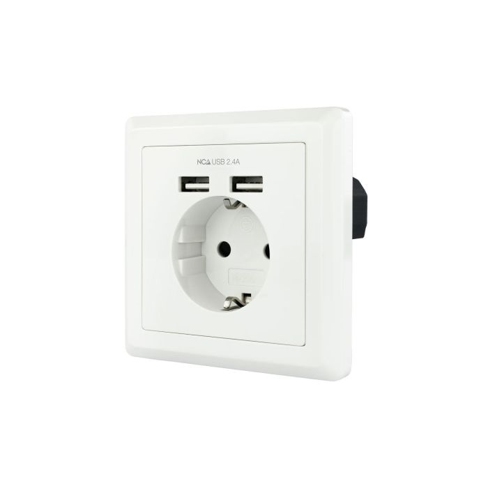 NANOCABLE BASE ENCHUFE PARED TOMA SCHUKO 2xUSB MAX.2.4A BLANCO