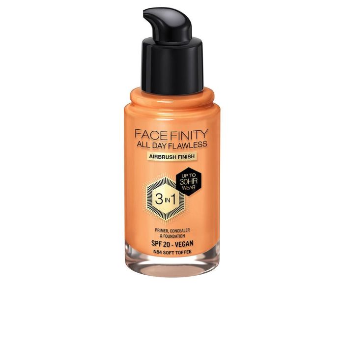 Max Factor Facefinity All Day Flawless 3 in 1 Base de Maquillaje Prebase #N84-Soft Toffee 30 ml