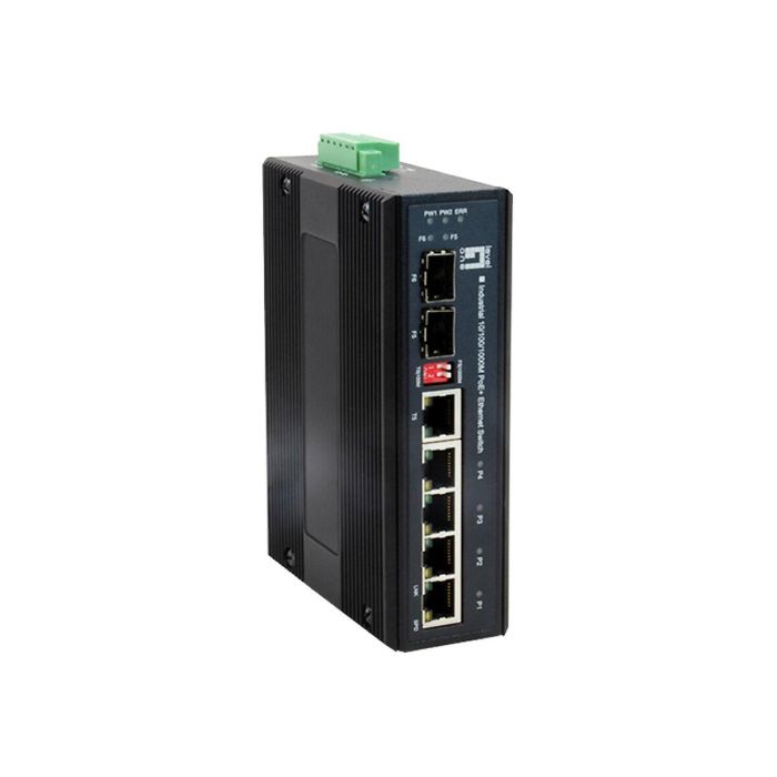 LevelOne IES-0610 Switch Industrial 4 Puertos Gigabit PoE+ 126W, 2 SFP, Full Duplex, Montaje DIN/Pared