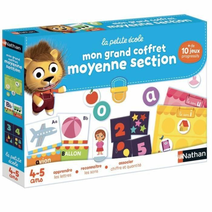 Nathan La Petite Ecole - Caja de Actividades Educativas para Niños +3 años, Sección Media, con Pizarra de Conceptos y Juegos de Aprendizaje