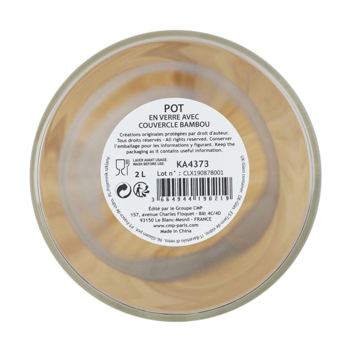 Cook Concept Bote Vidrio 2 L Transparente con Tapa de Bambú para Alimentos 1 Cook Concept Bote Vidrio 2 L Transparente con Tapa de Bambú para Alimentos 1