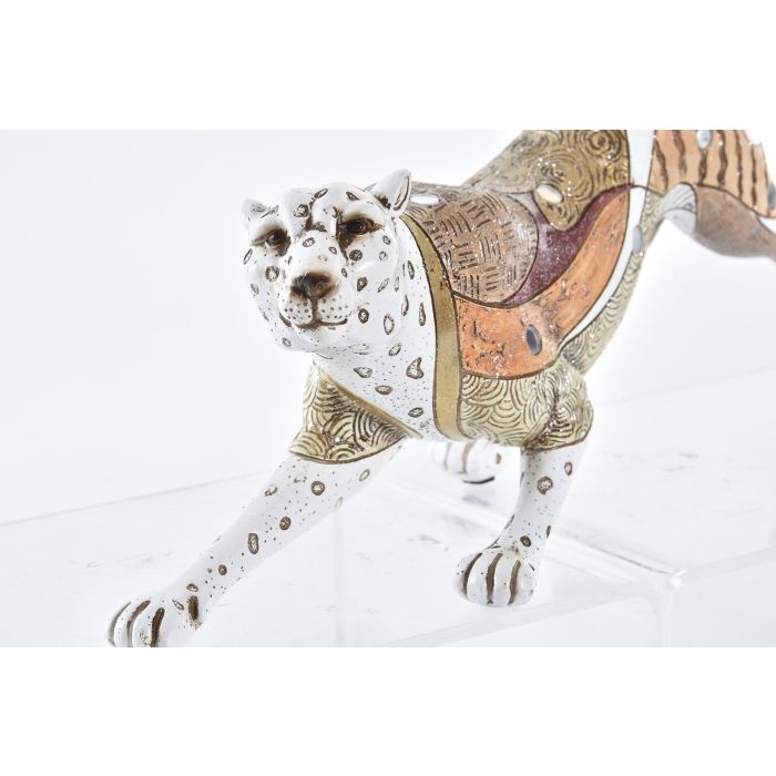 DKD Home Decor Figura Decorativa de Resina, Diseño Leopardo Colonial, Colores Blanco y Naranja, Medidas 10x13x37 cm 1 DKD Home Decor Figura Decorativa de Resina, Diseño Leopardo Colonial, Colores Blanco y Naranja, Medidas 10x13x37 cm 1