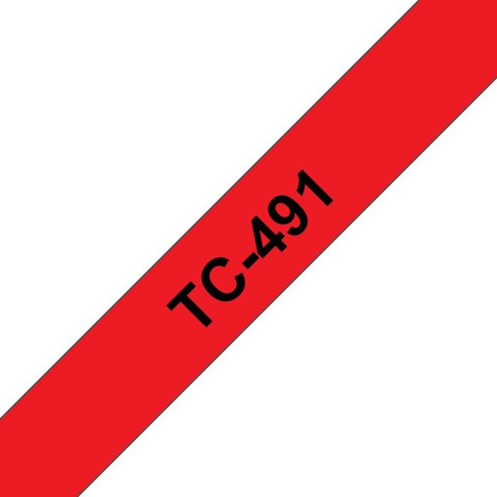 Brother P-touch TC-491 Cinta laminada Negro sobre Rojo 9mm x 7.7m para PT8E, PT500, PT2000, PT3000, PT5000