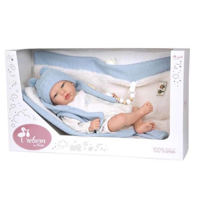 Muñeca reborn arias 40 cm martin azul c/manta Muñeca reborn arias 40 cm martin azul c/manta